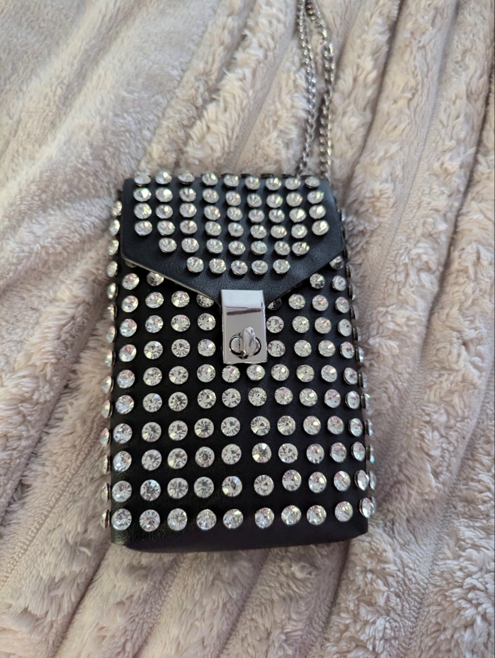 Source Unknown Black Crystal-Embellished Chain Crossbody